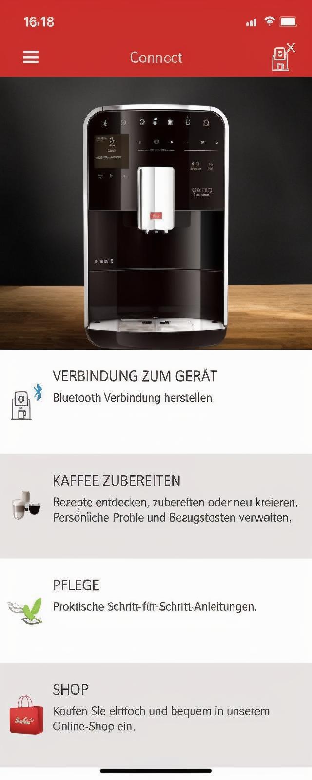 Funktionen der Melitta App